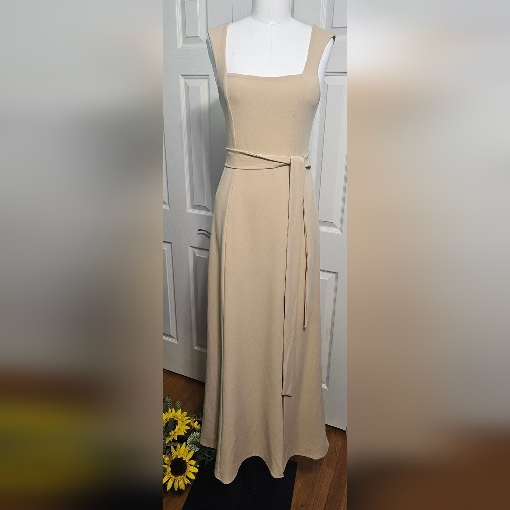Show Me Your Mumu Paris Gown Champagne Stretch Romantic Minimalist Size Medium - Picture 3 of 7